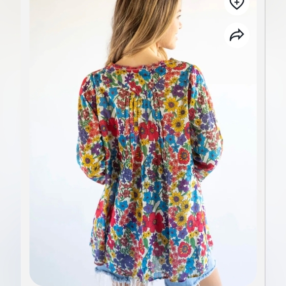 NATURAL LIFE Red Yellow and Blue Floral Relaxed Lightweigth Tunic L/XL - Picture 2 of 9